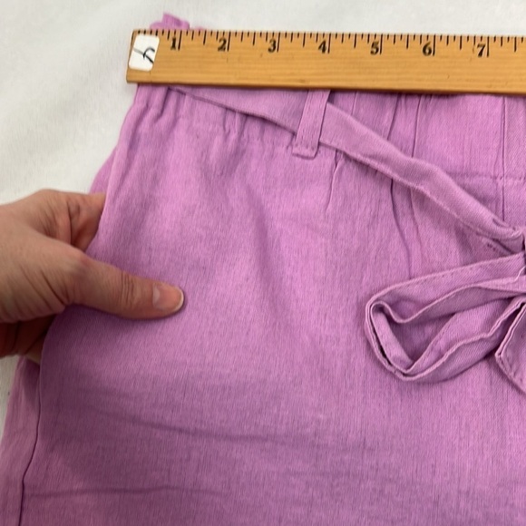 New! Revamped lilac linen blend shorts with tie waist Large - Picture 10 of 10